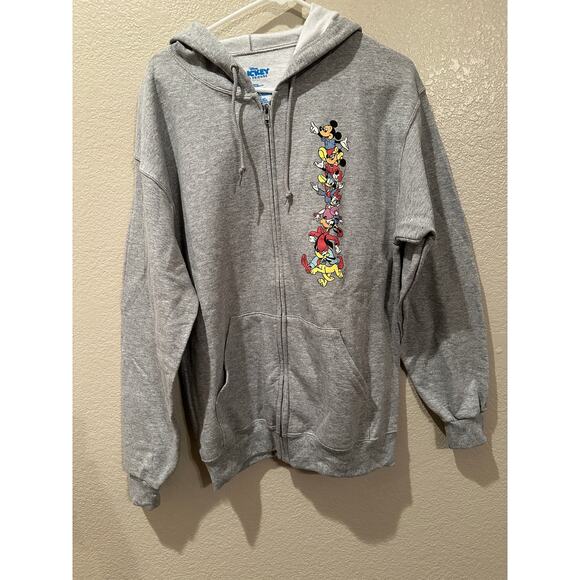 NWOT Disney Mickey and Friends Vintage Character Full Zipper Grey Hoodie M - Picture 1 of 3